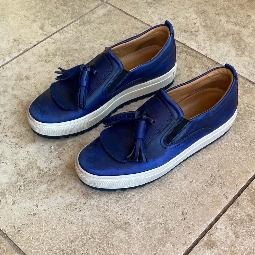 Ferragamo Elegant Blue Tassel Slip-On Loafers